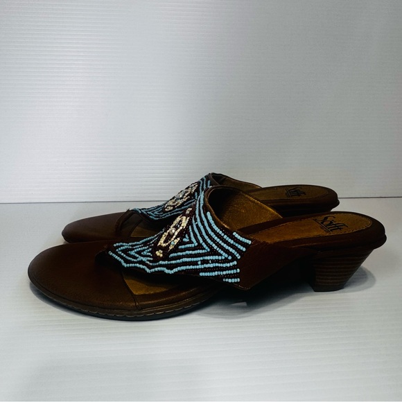 Sofft Women's Brown Beaded Leather Sandals Size 11 - Picture 7 of 13
